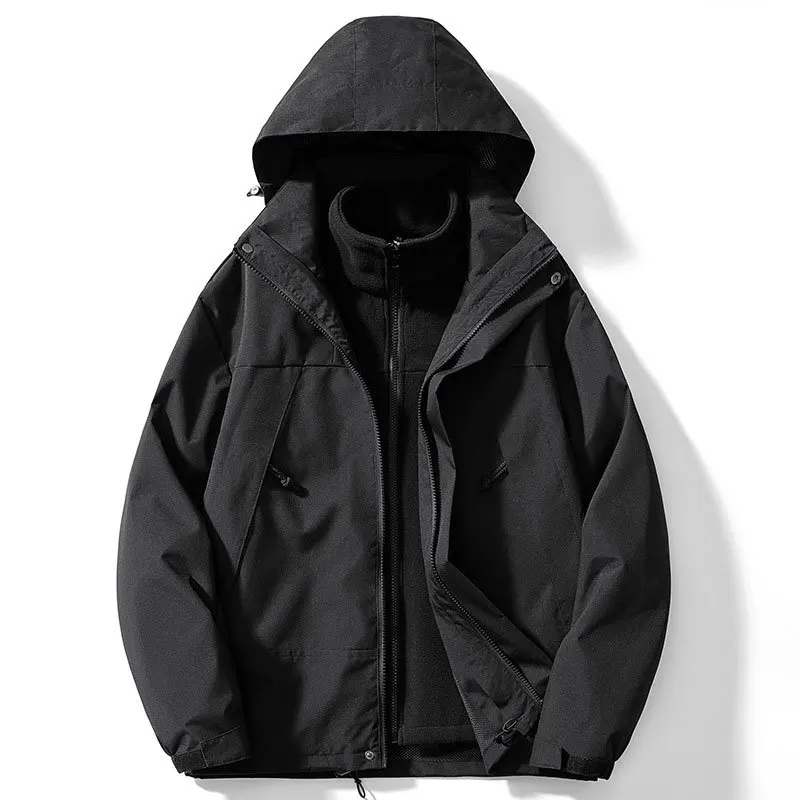 

High quality men's and women's detachable assault jacket, 2023 new three in one windproof and trendy brand jacket