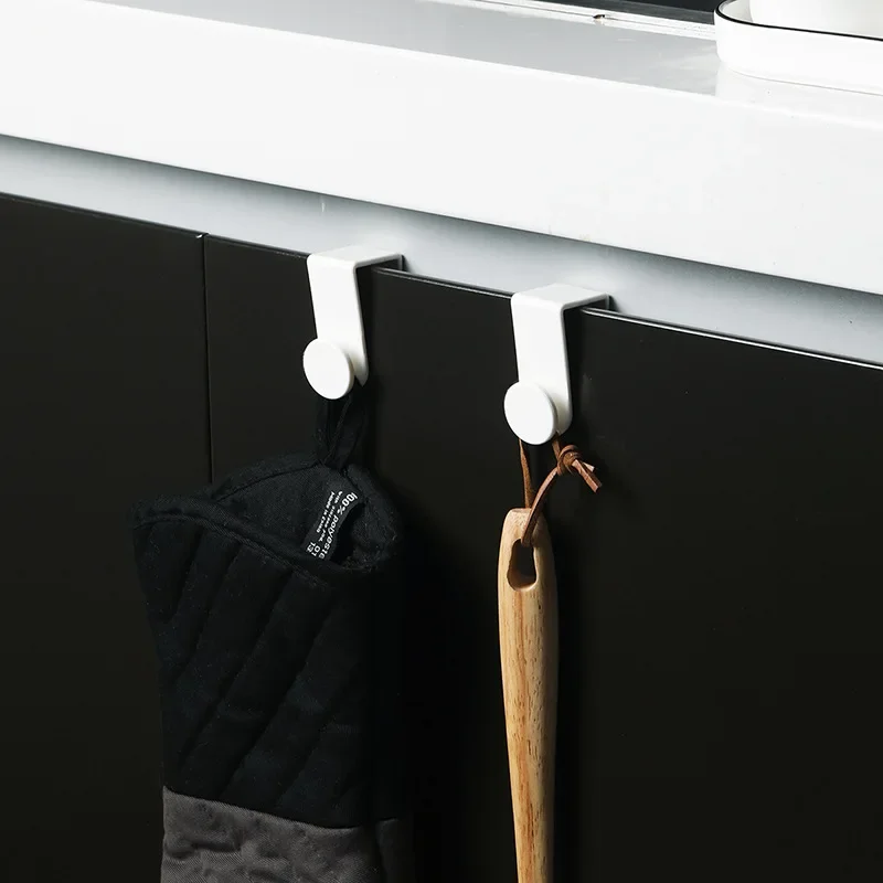 2 Pack Simple Plastic Hook Thicken Cabinet Door Hook Kitchen Shoe Grocery Hanger Bedroom Door Clothes Household Products