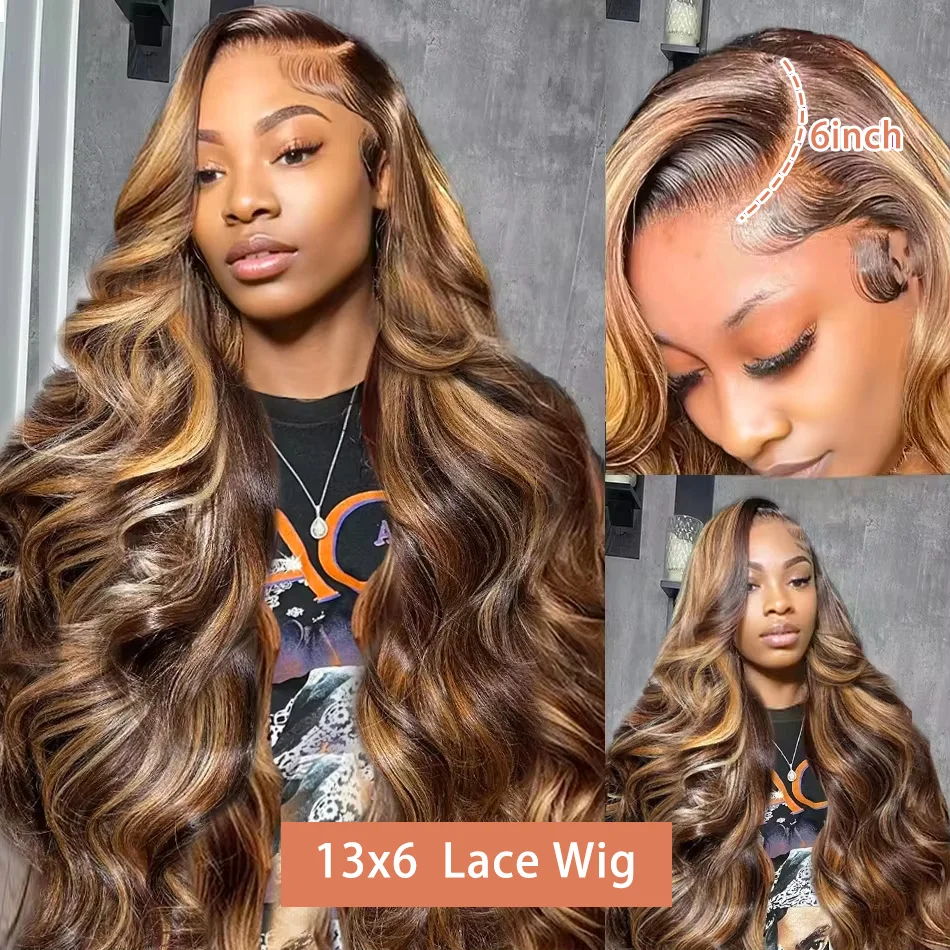 210 Density 4/27 Highlight Blonde Ombre Body Water Wave 13x6  display picture 1