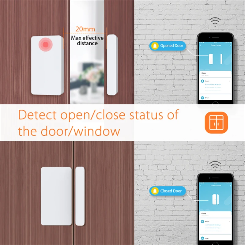 Tuya-zigbee Sensor Inteligente de Porta e Janela Modo Duplo Monitor em Tempo Real de App Anti-roubo Alarmes Incluídos - Image 3