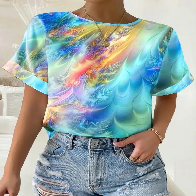 

Plus Size Crew Neck Abstract Loose Casual T-Shirt