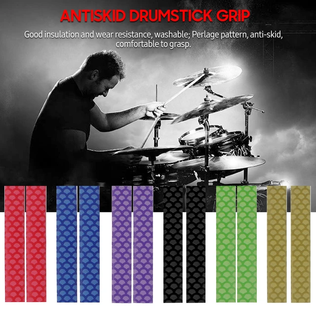 Stick Gripps Drumstick Grips, Anti Slip Drumstick Wrap for Drumming,  Adjustable Stick Rings Personalized Fit (Black)