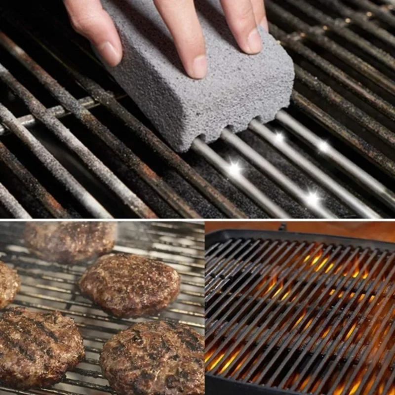 BBQ Grill Cleaning Brush Brick Block Barbecue Cleaning Stone Pumice Brick for Barbecue Rack Outdoor Kitchen BBQ Tools barbecue cleaning tools grill brush cleaning brushes