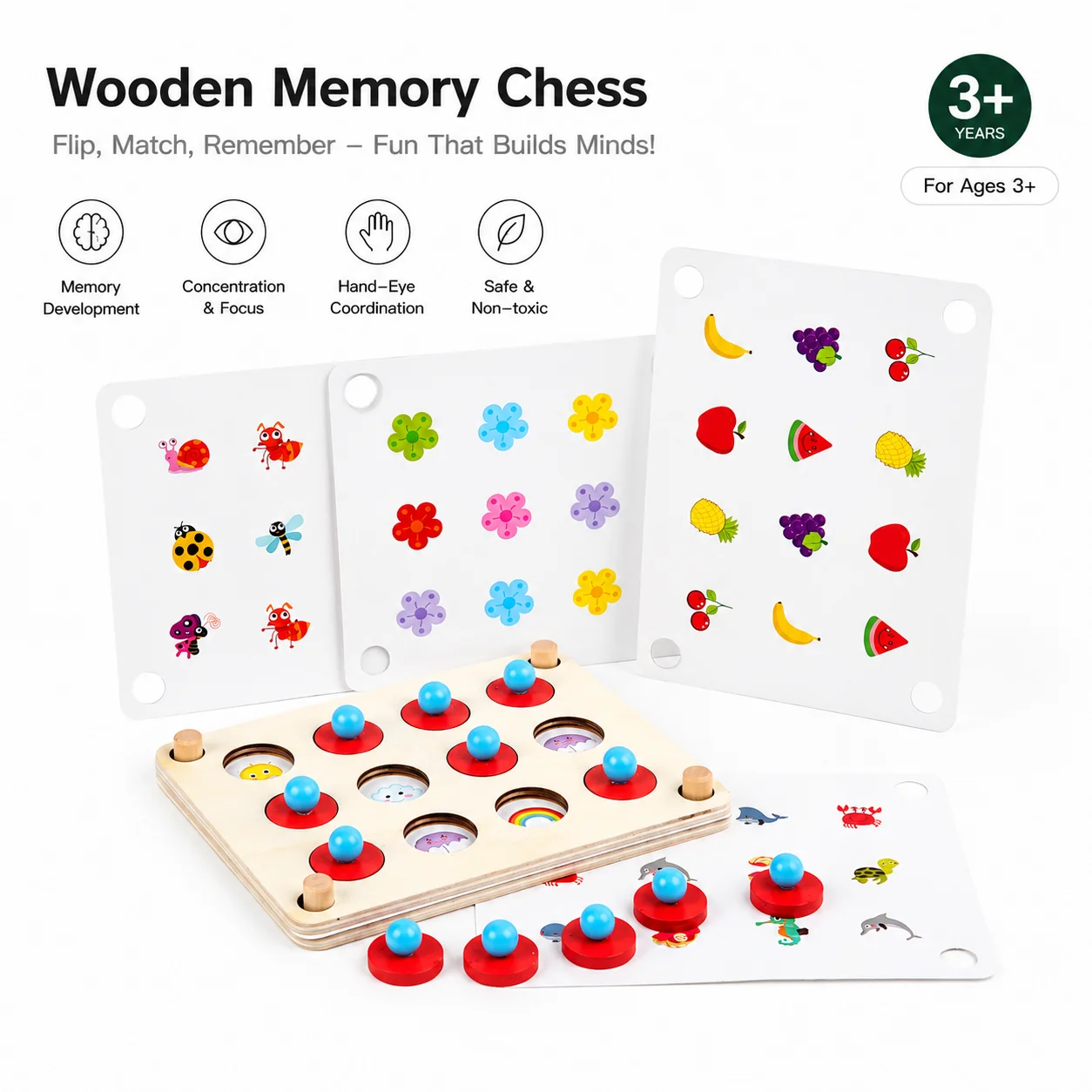 Memory Chess, Children's Educational Toys, Concentration Training, Thinking Logic Development, Montessori Education