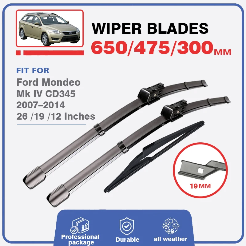 Front Rear Wiper Blades for Ford Mondeo MK4 2007 2008 2009 2010 2011 2012 2013 2014 Windshield Windscreen Window Car Accessories