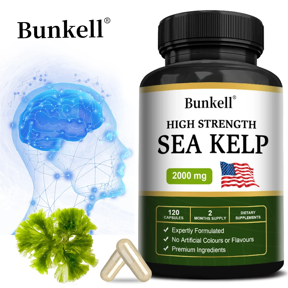 Bunkell Seaweed 2000 Mg-120 Veggie Caps Natural Source of Iodine for Thyroid, Nervous System, Immune and Cognitive Support