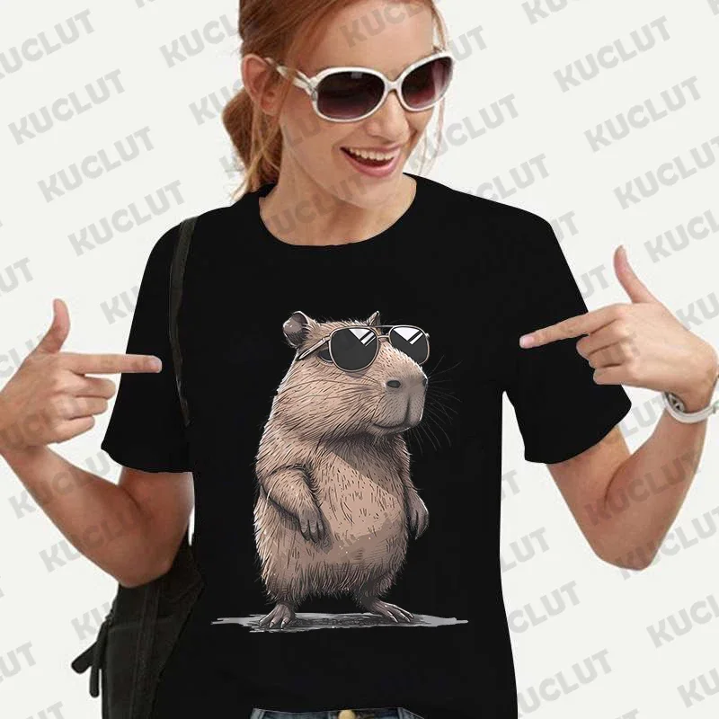 Fashion Capybara Graphic T-shirt Short Sleeve Tees Cute Summer Clothes Women Aesthetic Clothing Fashion Casual Basic Y2k Tops 2