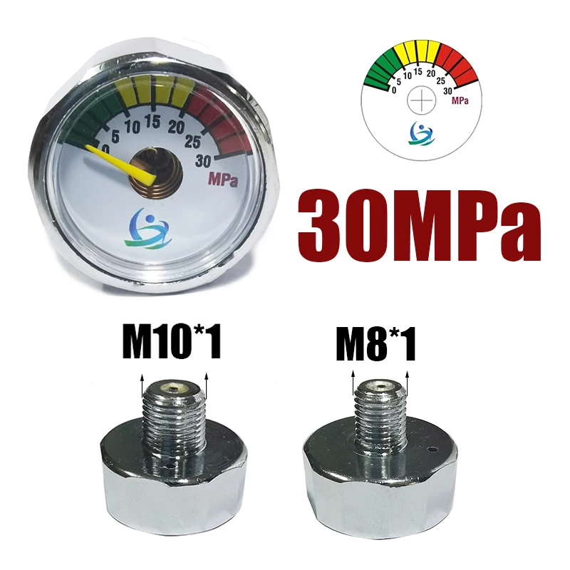 Mini Gauge Manometre 25mm 1inch Hand Pump Valve Accessories Regulator Diving M10*1 M8*1 5MPa 10MPa 20MPa 30MPa 40MPa