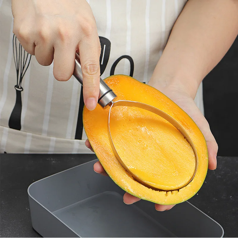 1PC Stainless Steel Mango Cutter Peeler Manual Fruit Kiwi Watermelon Corer Remover Coring Diced Salad Tool Kitchen Gadget