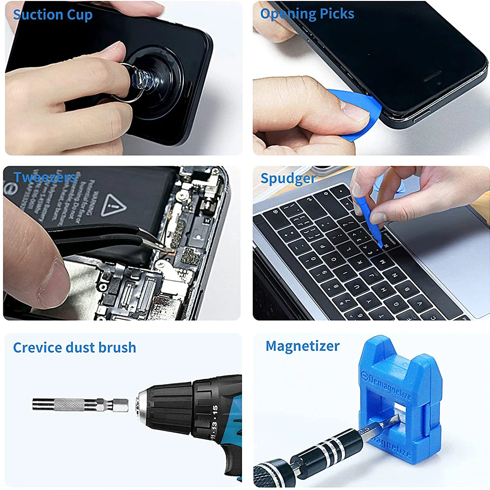 WOZOBUY 드라이버 세트 138 1 마그네틱 Torx 필립스 스크류 비트 키트 전기 드라이버 리무버 렌치 수리 전화 PC 도구