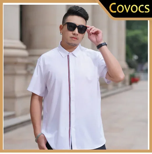 

Men's Shirt Large Size Fashion Simple Loose Business Gentleman 7XL, 8XL, 9XL Summer Thin Short-sleeved Casual Shirt