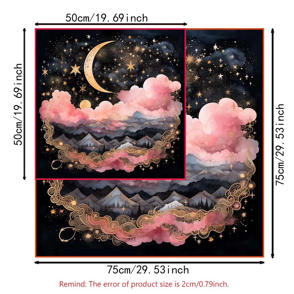 Sun Moon Starry Sky Tarot Tablecloth Altar Cloth Pink Cloud Divination Cloth Witchcraft Astrology Oracle Card Pad Home Decor 6