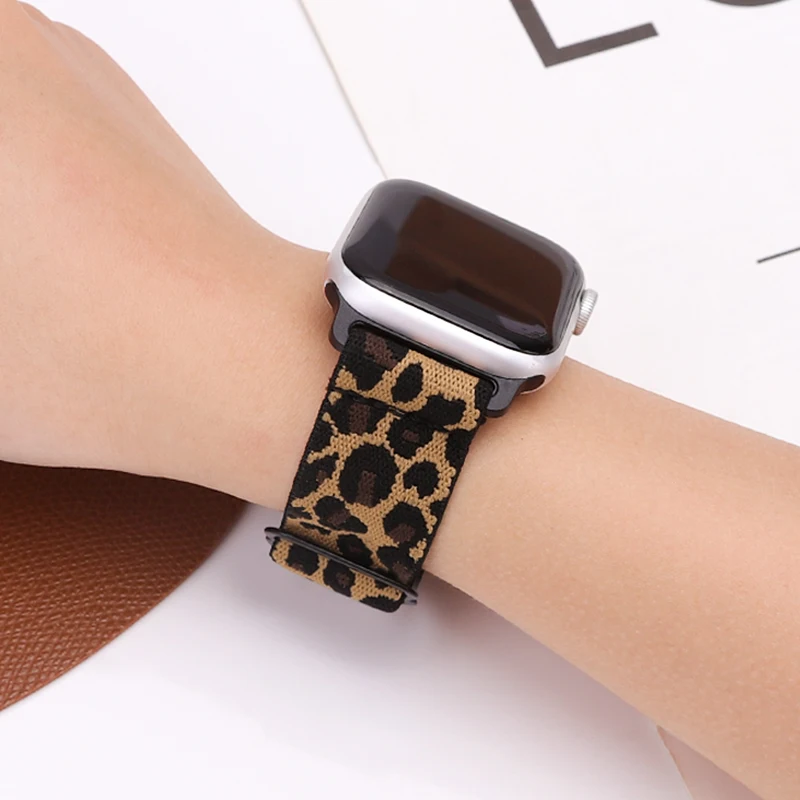 Nylon Strap for Apple watch band 41mm 40mm 45mm 44mm 42mm 38mm 49mm 41 45 mm Leopard bracelet ​iWatch series Ultra 8 7 4 SE 5 6