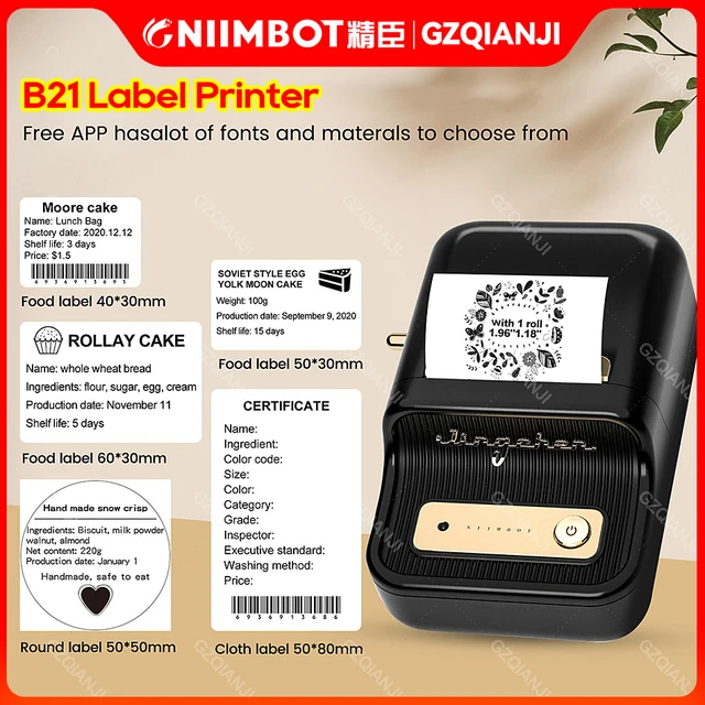 Nimbot B21 Mini Barcode Bluetooth Protable Pocket Bar Code Price Tag  Thermal Label Printer Sticker Free APP