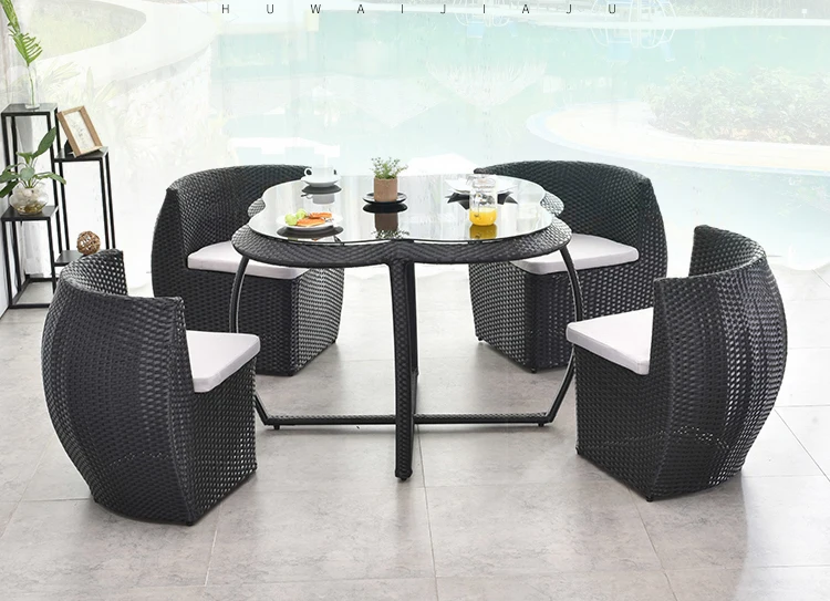 Outdoor Furniture Rattan Garden Wicker Table and Chair for Coffee Shop
