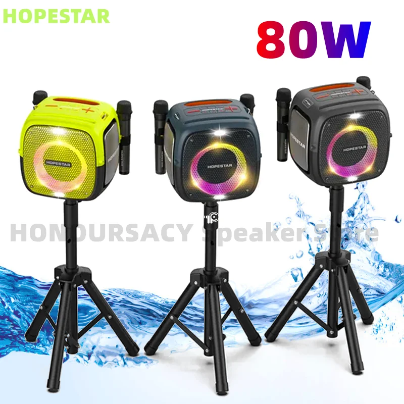 80W Bluetooth Speaker With Stand Wireless Microphone Karaoke Stereo Subwoofer mp3 Player Music Box