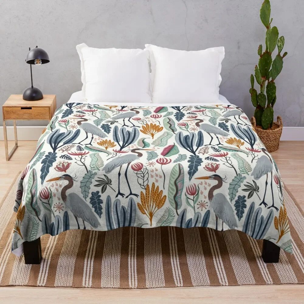 

Летнее пляжное одеяло для спальни Heron and Plant