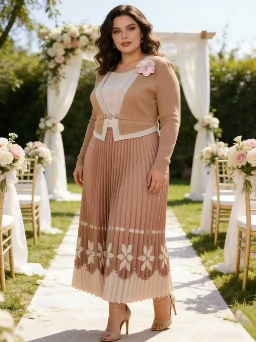 ANLAN New Miyaki Dress Pleated Plus Size Plisse Waist Cinching Slimming Fold Temperament Elegant Beaded Long Pleats Skirt 5AN710 2