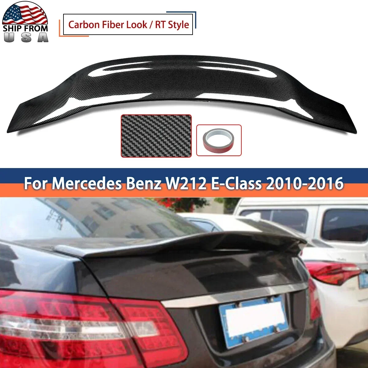 

Стильный задний спойлер для багажника из углеродного волокна для Benz W212 E Class 2010-2016 RT Style