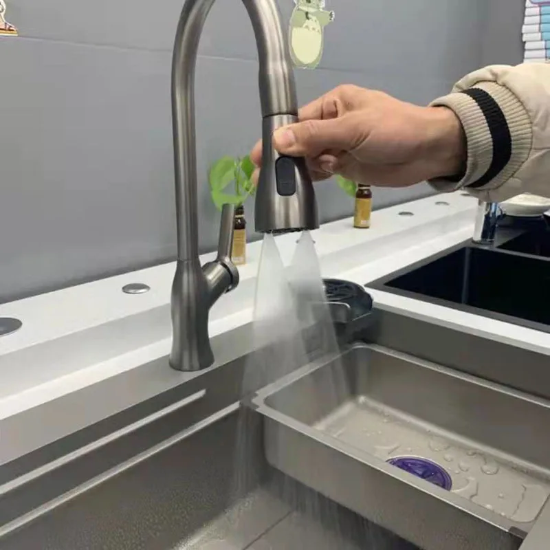 Modern Kitchen Faucet Flow Kitchen Sink Faucets Pull out Light 360 &deg; rotation Sprayer