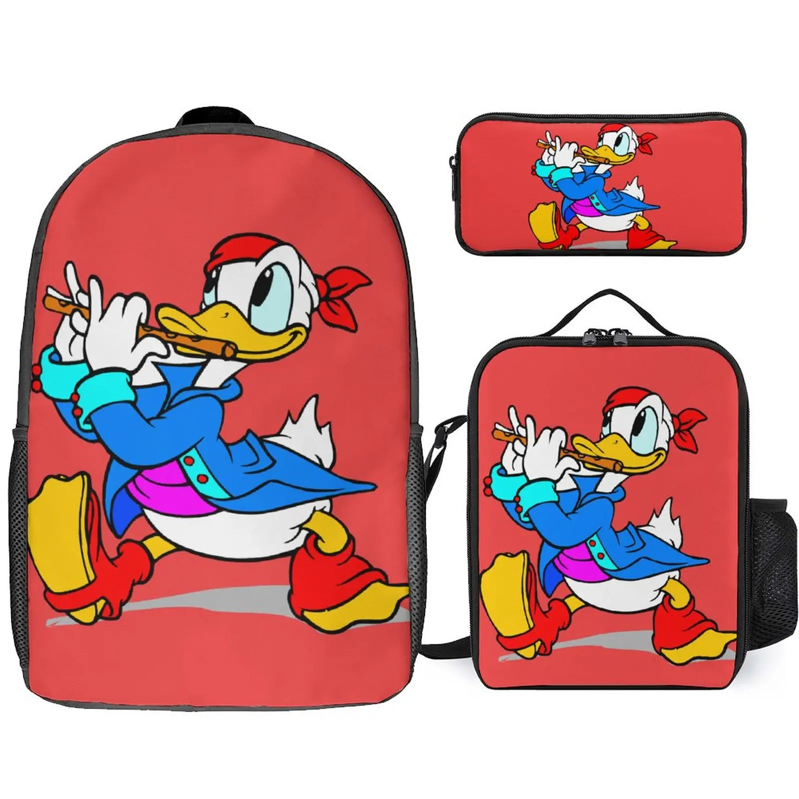 

Disney 3Pcs Schoolbag Set 3D Printed School Backpack Teen Boys Girls Student Travel Schoolbag Meal Bag Pen Bag