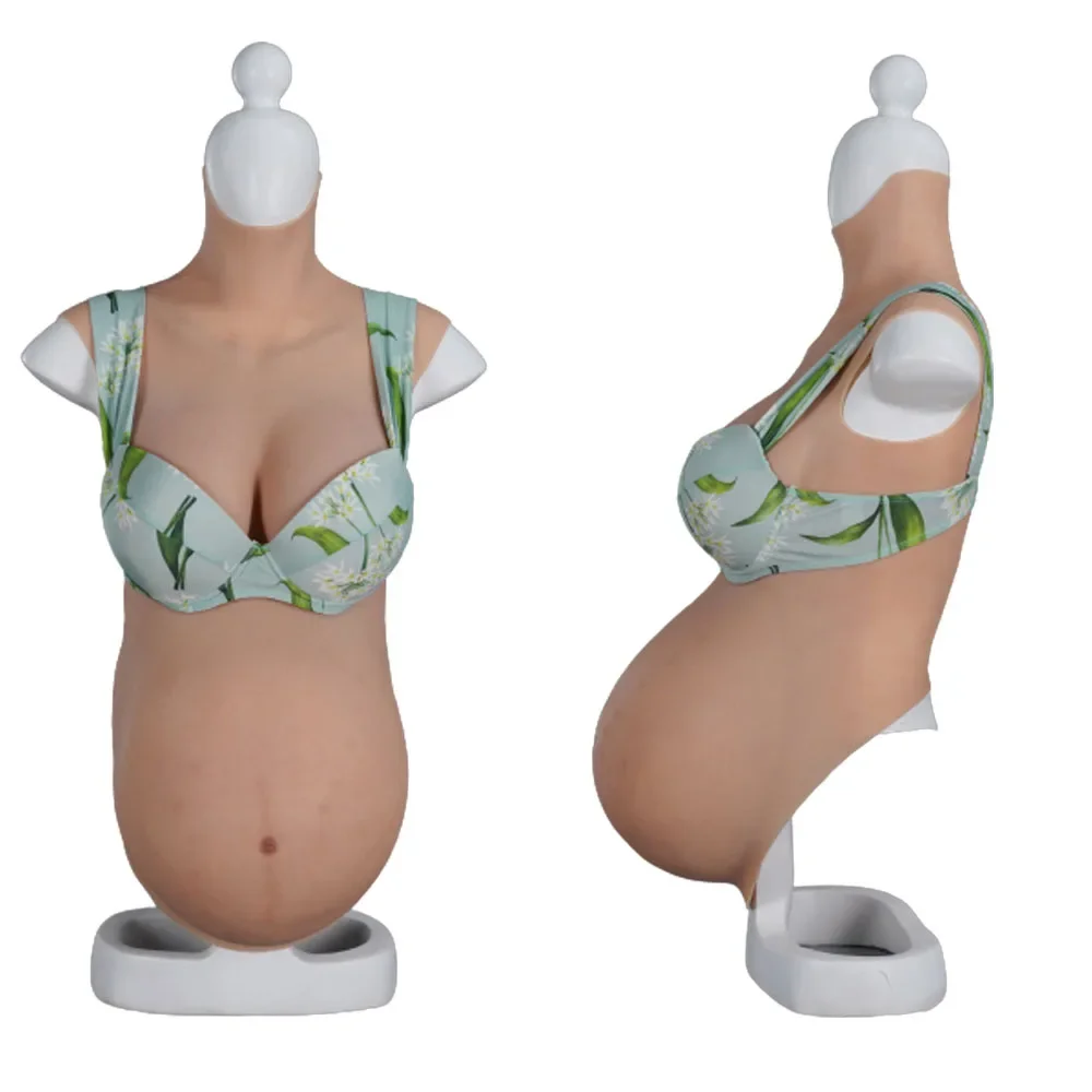 

Twins Artificial Silicone Simulation Pregnant Belly Fake Boobs Props Baby Bump Tummy Unisex For Costume Film Props