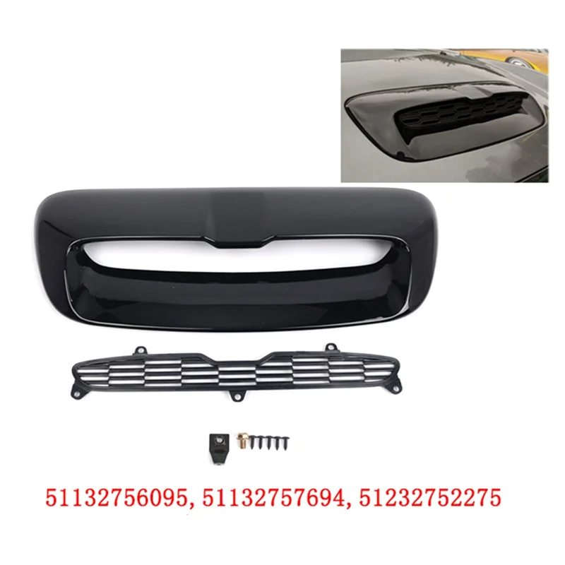 미니 쿠퍼 S R55 R56 R57 R58 07-13용 AB61-후드 스쿱 에어 아웃렛 벤트 커버 트림 ABS 블랙 글로스 프론트 엔진 보닛 1세트