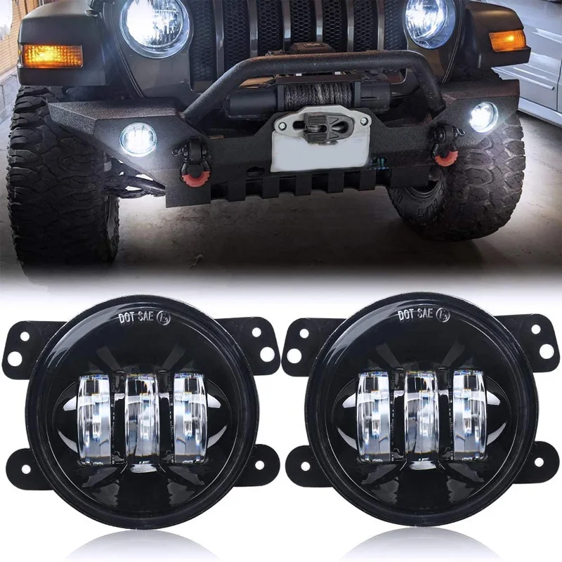 

2X 4" Inch Round LED Fog Bumper Lights Off Road Fog Lamps for Jeep Wrangler Off Road Fog Lamps For Chrysler PT Cruiser Dodge