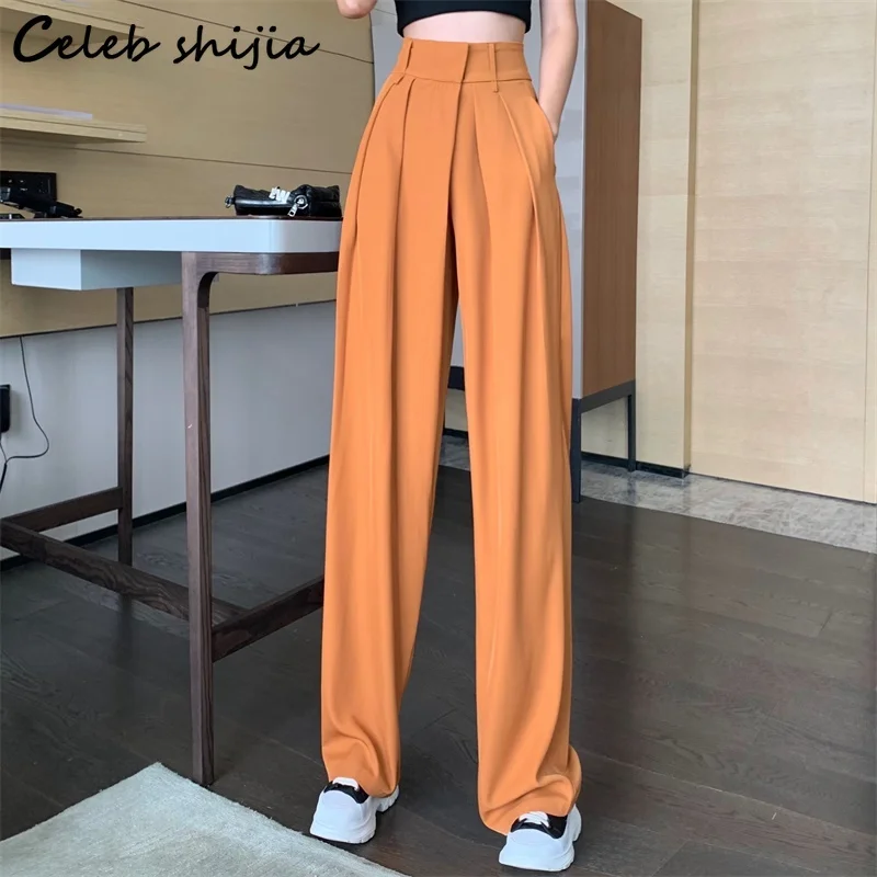 New Chic Wide Leg Pants Women High Waisted 2022 Straight Pants Women