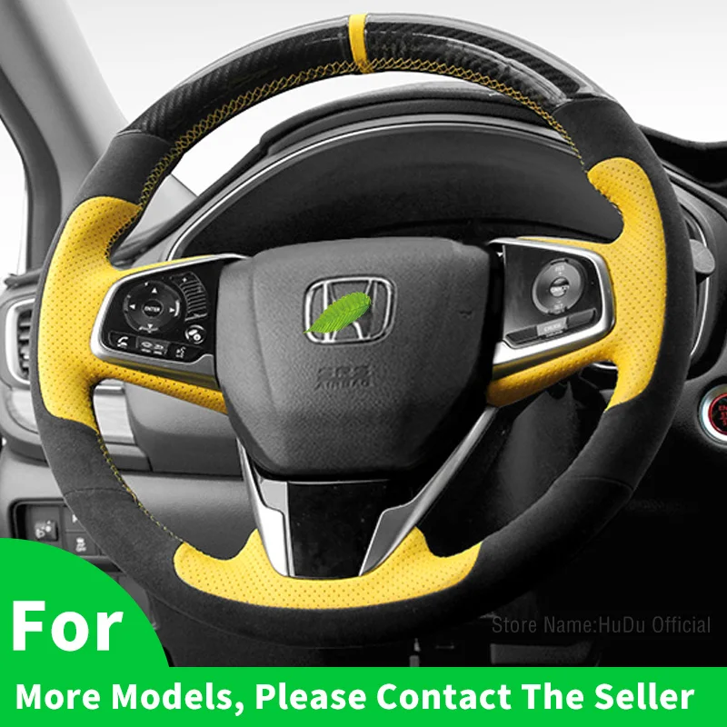 

Car Steering Wheel Cover For Honda Civic 10 2016 2017 CRV CR-V 2017 Customized DIY Steering Wrap Suede Leather Hand Sewing