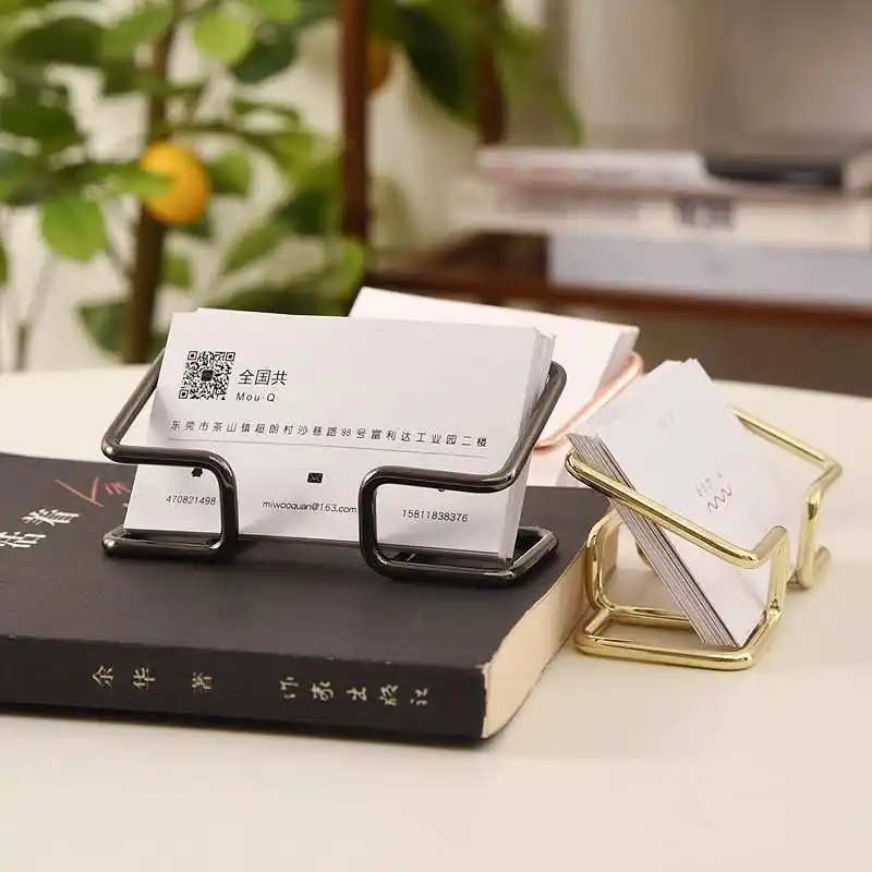 Gold Metal Business Card Holder Desk Bracket Cards Organizer Office Business Cards Display Holders Fashion Desktop Decorative - Image 2