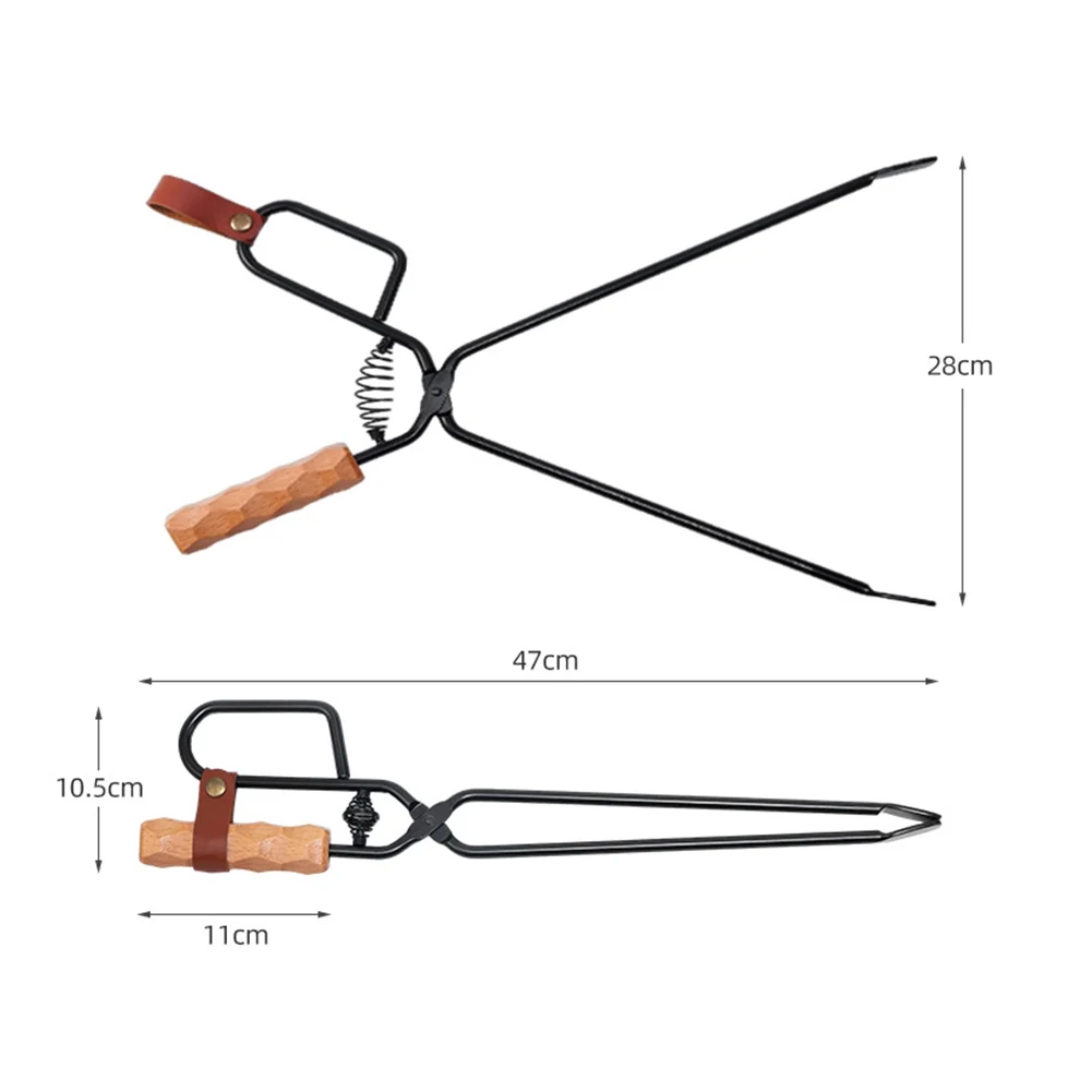 Charcoal Tong Charcoal Clip Barbecue Fireplace Tong Iron Charcoal Clamp Outdoor Campfire Fire Place Fire Pit Accessories