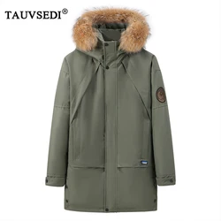 Winter Men Hooded Casual Waterproof Long Duck Down Parka Man Windproof Thick Overcoat Parka Jacket Male Fur Collar Outwear Parka