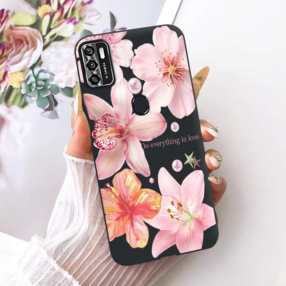 Floral Soft Black Silicone Bumper Phone Cover