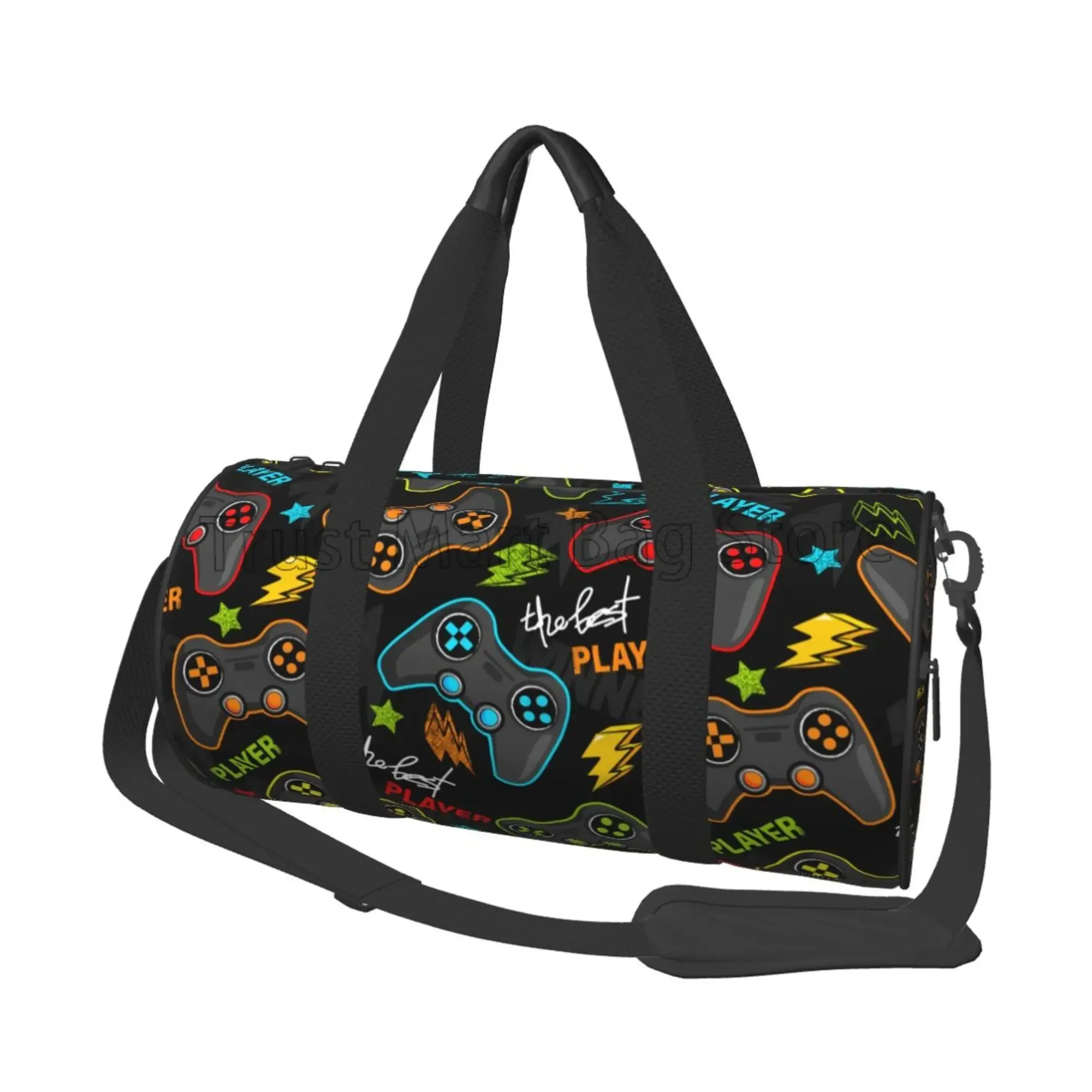 Video Game Gamer Travel Duffel Bag Multipurpose Waterproof Luggage Bag Weekender Overnight Bags for Women Men Gym Yoga Sport