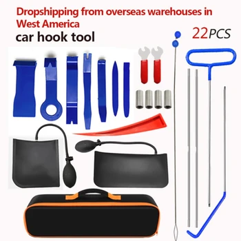 22 Pcs Car Window Door Emergency Open Key Lost Lock Out Unlock Auto Tools Kit with Carrying Bag Wedge Air Pump Locksmith Kit 1