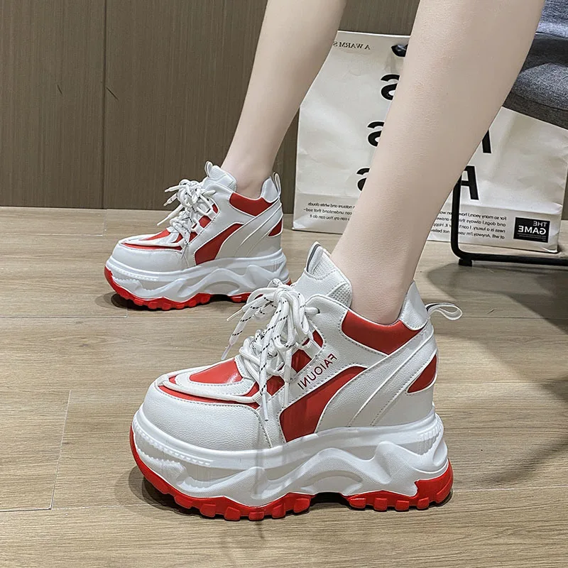 

Women Hidden Wedges Platform Sneakers Casual Breathable Chunky Sneakers Dad Shoes Woman Mix Color Lace Up Running Sport Shoes