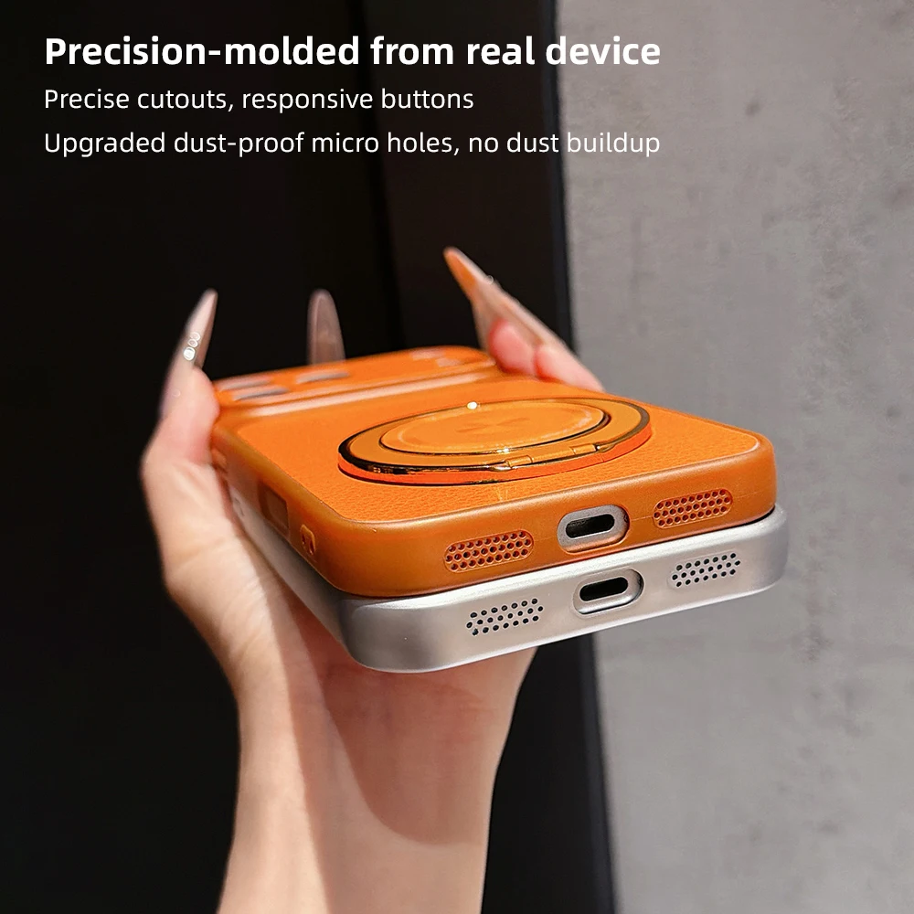 Magnetic Rotating Bracket Lanyard Phone Case - PU Leather Soft Cover