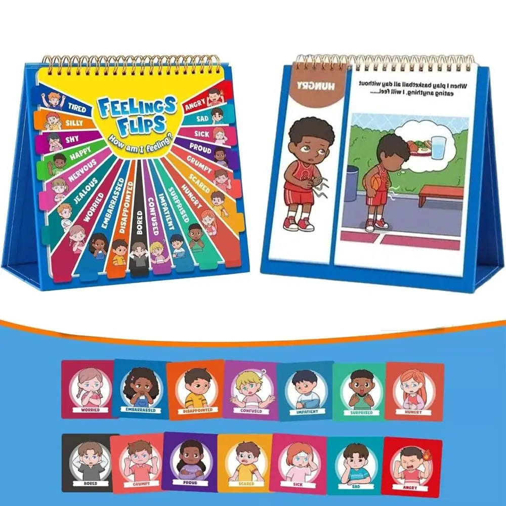 Early Educational Feelings and Emotions Book Montessori Interactive Social Emotional Book Creative Funny Reading Flip Book
