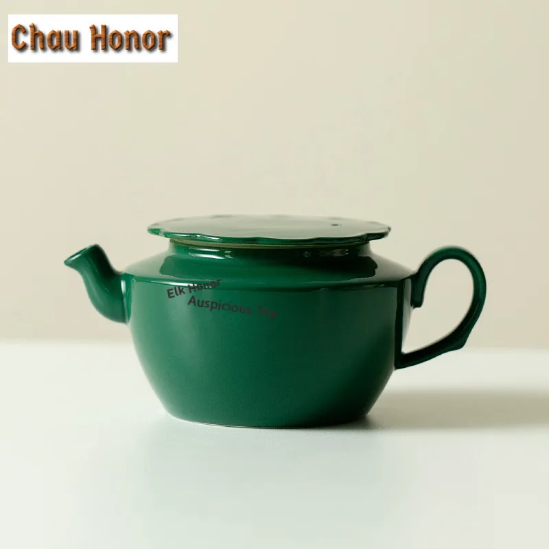 120ml Emerald Green Ceramic Teapot Retro Tea Infuser Pot Tea Maker Kettle With Ball Hole Green Tea Chinese Tea Set Decoration