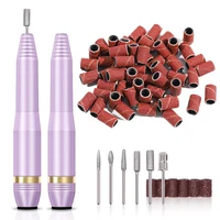 Nail Art Electric Drill Machine With 100pcs Sanding Bands Sand Ring Bit Manicure Pedicure Grinding Remover Cutter 1