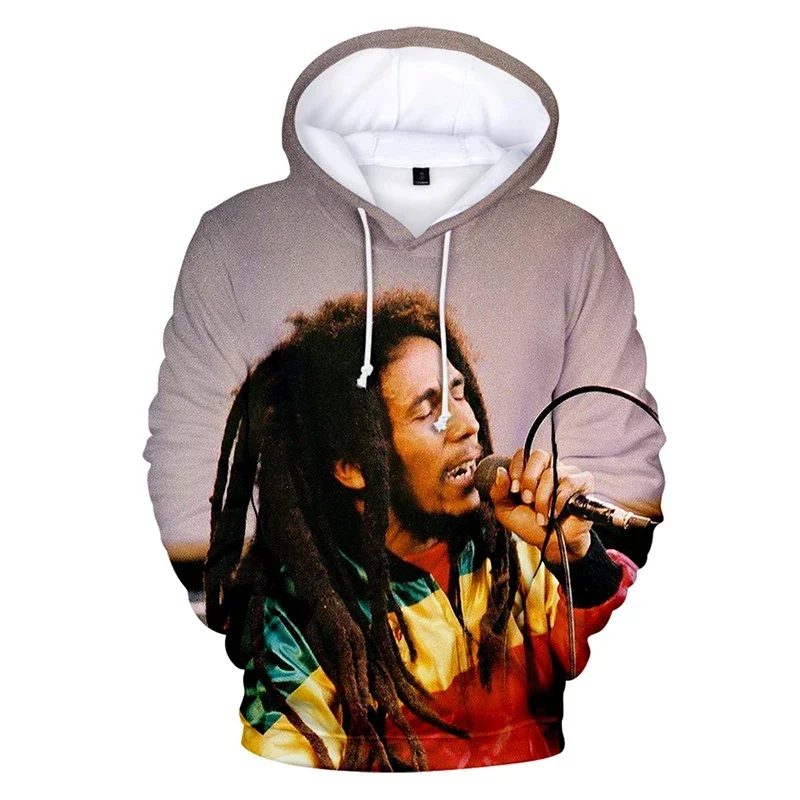 2024 Men's Pullover Bob Marley Personality Printed Hoodies Men/Women Hip Hop Rock Sweatshirts Unisex Fashion Casual Hoodie