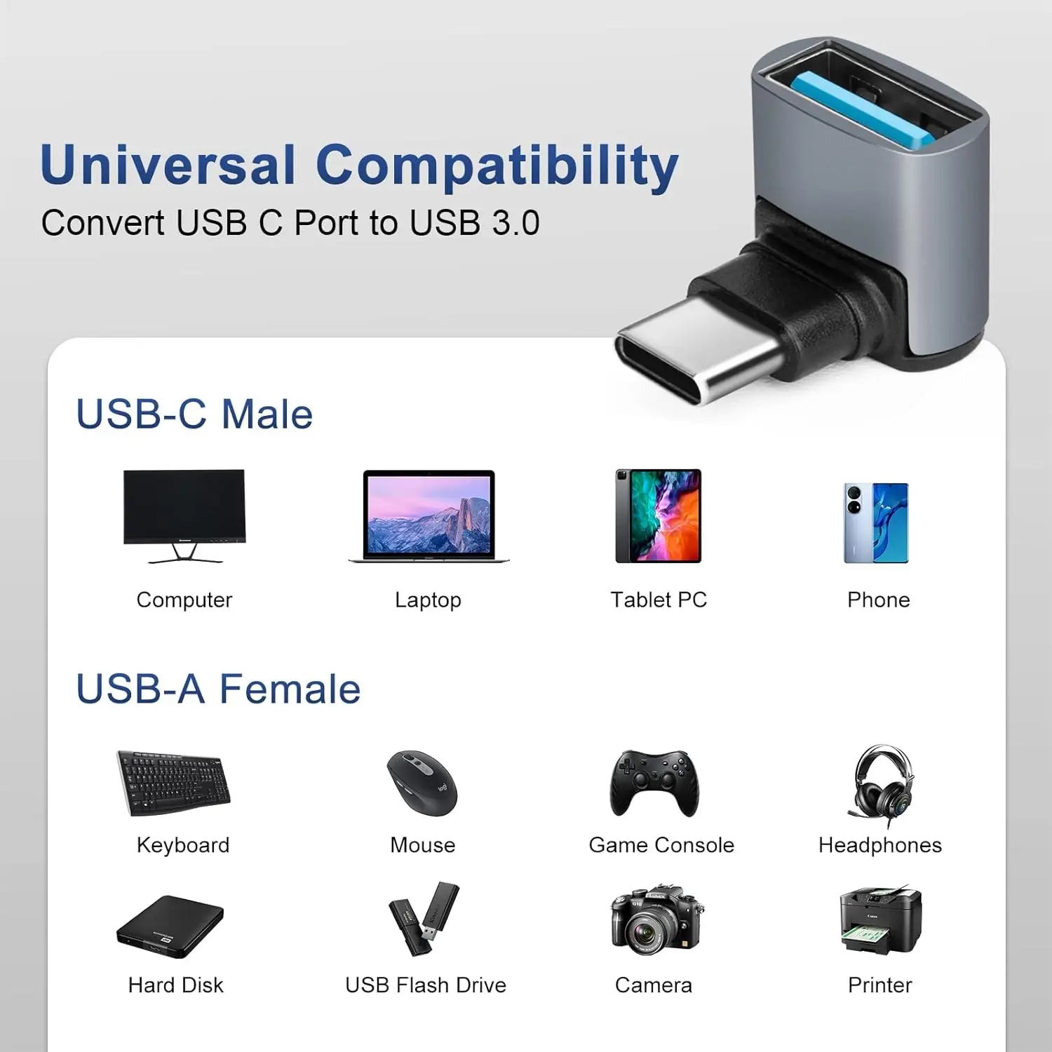 Right-Angle USB-C to USB 3.1 OTG Adapter – Fast 10Gbps Data Transfer