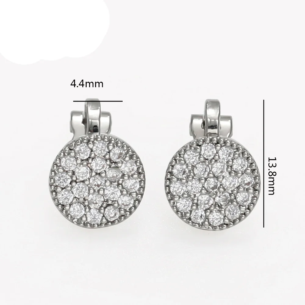 Clip On Earrings for Women Gold Color Geometric Round Zircon Wedding Party Jewelry Gift ear clip earrings clip earrings ear clip ear accessories