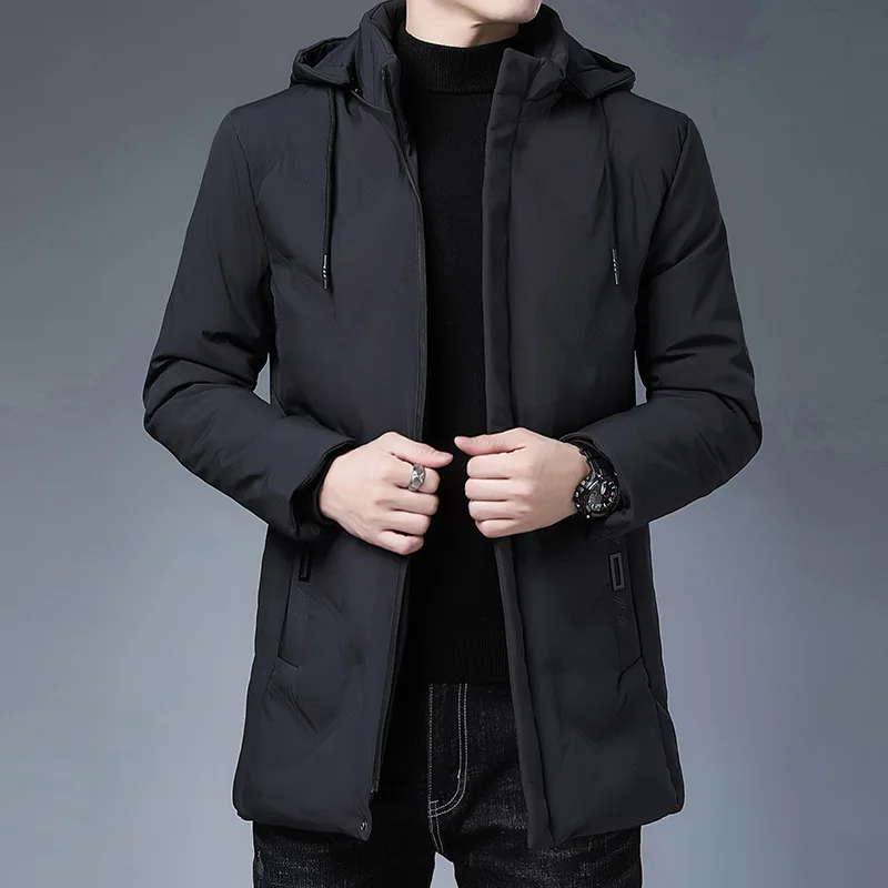 2023 High Quality Brand Hooded Puffer Jacket Men Winter Coat Parkas Thick Warm Windbreaker Men Clothing Solid Long Sleeve Casual