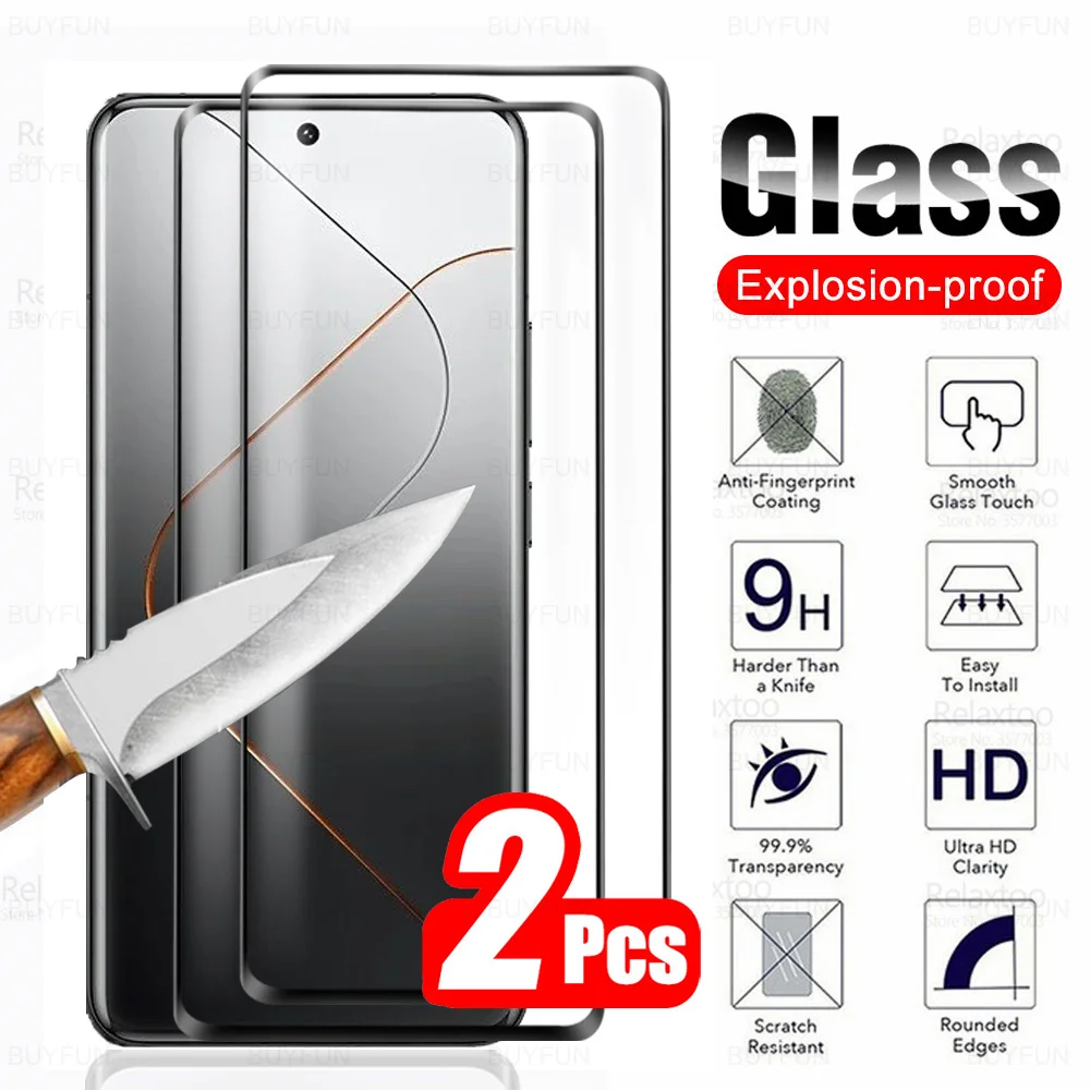 

For Xiaomi 14 Pro 5G Glass 2Pcs Curved Tempered Glass Xiaomi14Pro Xaomi Mi 14Pro 2023 6.73inch Screen Protector Armor Phone Film