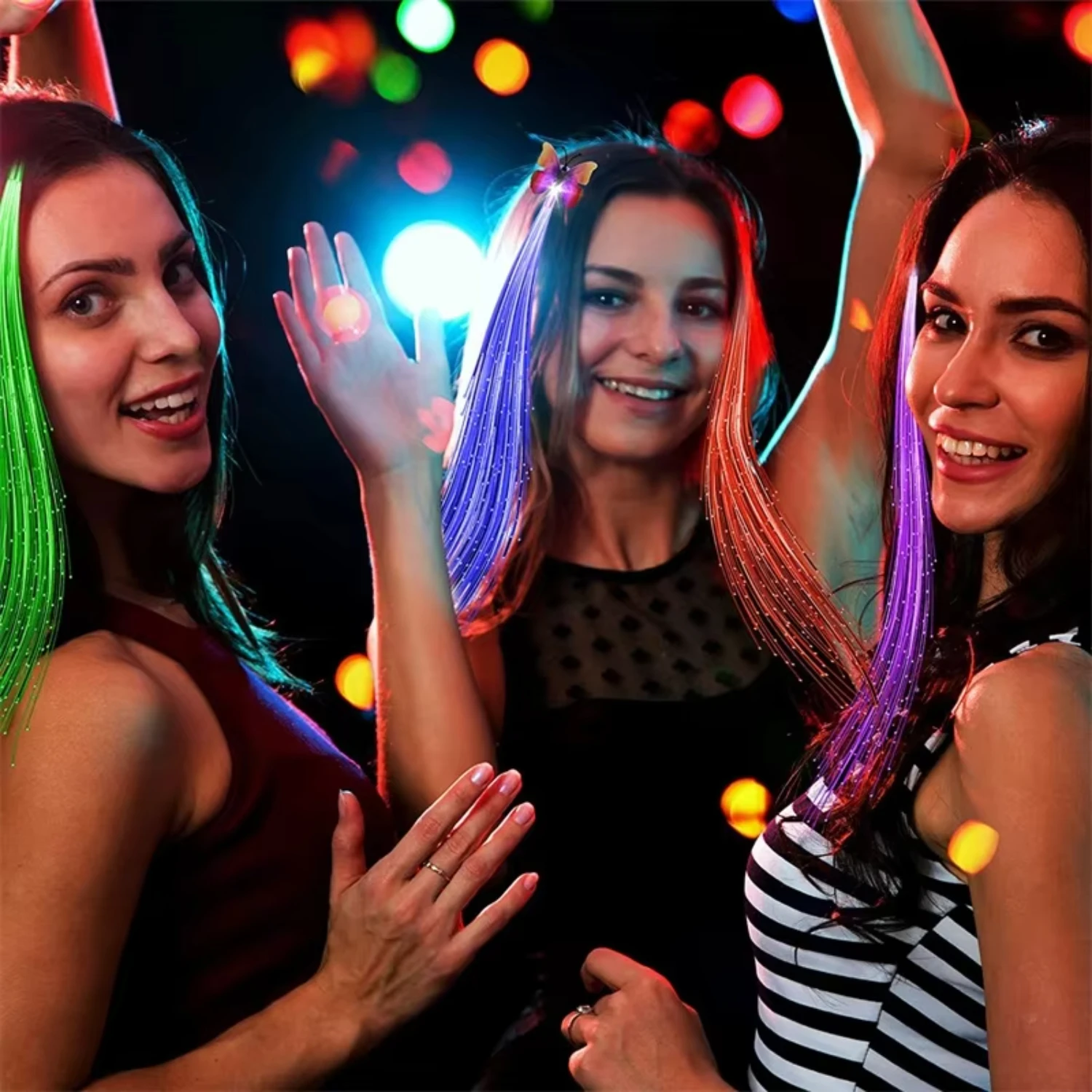 LED Party Colors Light Up Fiber Optic Hair Barrettes Clip Hairpin Silk Flash Braids 5pcs