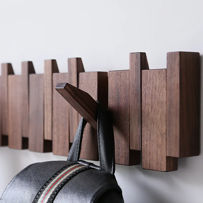 Beech and Walnut Coat Rack Wall Mounted Sticks Piano Clothes Rack Creative Hanging Doorway Entrance Cloak Home Decor