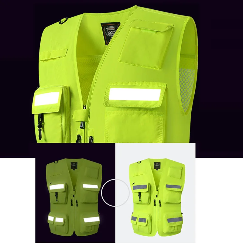 

Reflective Safety High Visibility Vest Custom Logo Working Motorcycle Jacket Fluorescent Signal High-Grade Police Luminous Rider