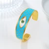 Classic 18K Gold Color Stainless Steel Colorful Enamel Lucky Turkish Evil Eye Open Cuff Charm Bangle Bracelets For Women Jewelry 4